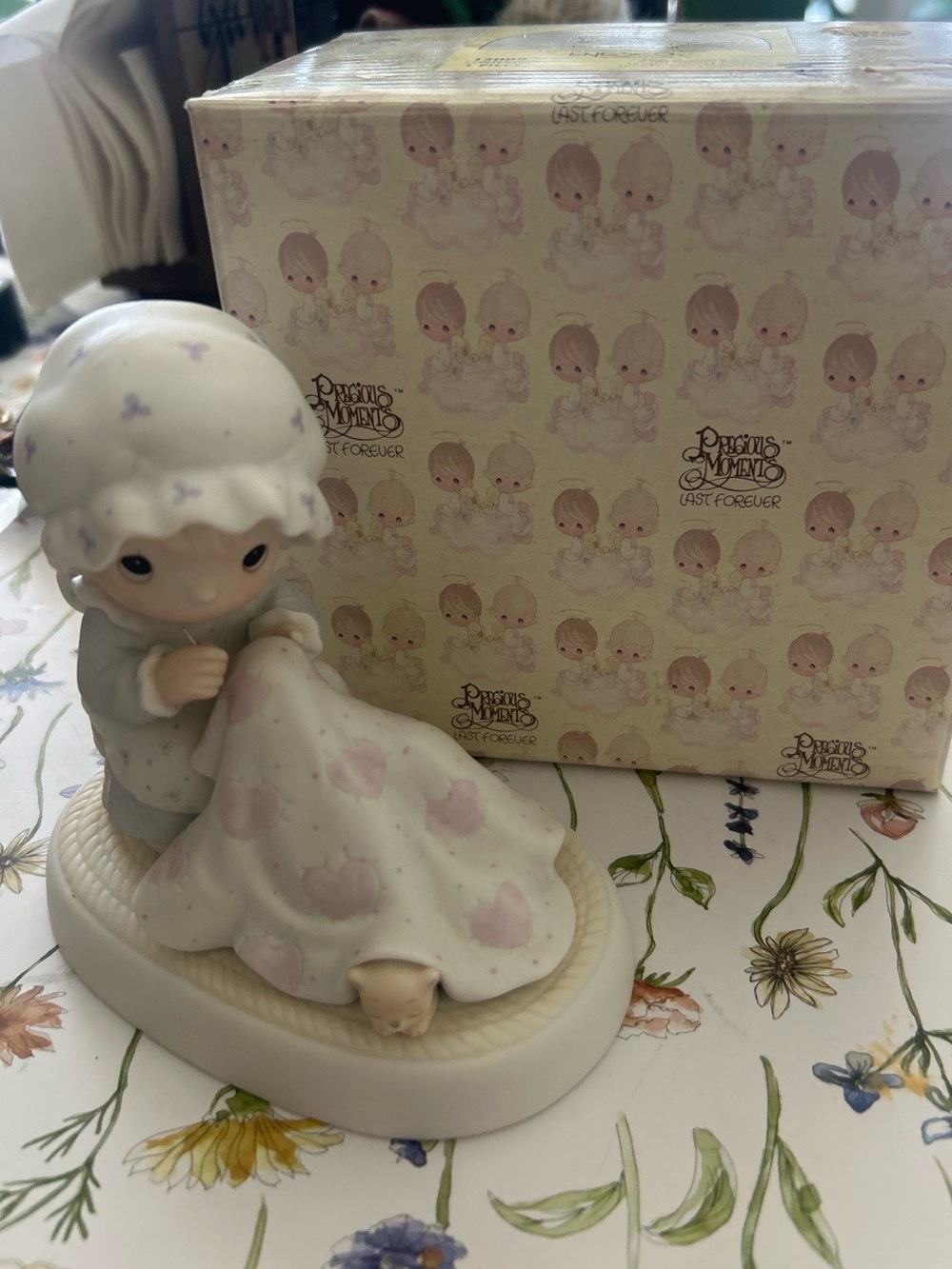 Precious Moments Vintage Figurine Baby with Blanket Original Box-love covers all